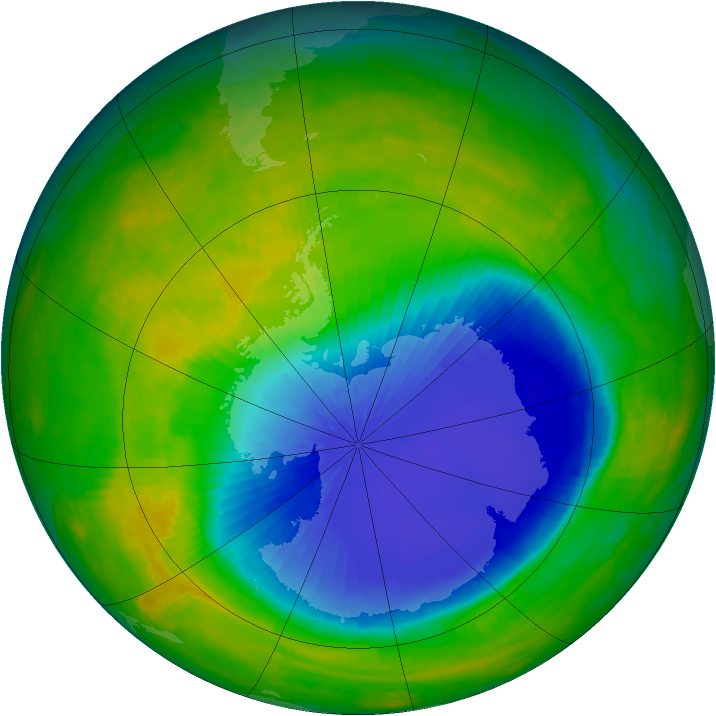 Antarctic ozone map for 30 October 2004